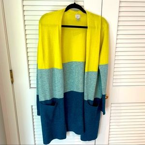 NWOT A New Day long color block cardigan with pockets!